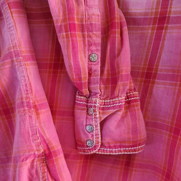 Ariat Maxine Women's fitted snap down ombre plaid western shirt Embroidered Med - Picture 6 of 6